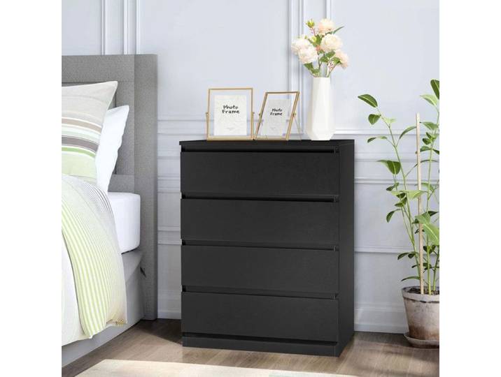 Commode 4 tiroirs - ALIGHTUP - Meuble de chambre 60 x 38 x 78cm Noir