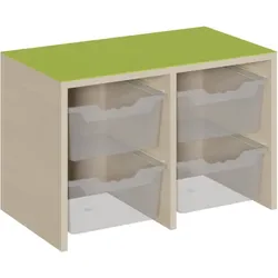 Podest mit 4 Boxen unter Linoleum-Deckplatte