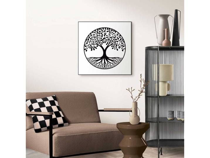 Bild mit Rahmen REINDERS Tief verwurzelt , farbe bild(er): schwarz, weiß, Bilder, B/H/T: 50cm x 50cm x 1,6cm, Bäume, 1 Stk., MDF, Bild mit Rahmen, Teenager Zimmer - Schwarz-Weiss - MDF - Wald - 50x50 cm, B:50cm H:50cm T:1,6cm