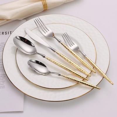 Vivience 20 Pc Flatware Set with Hammered Handles