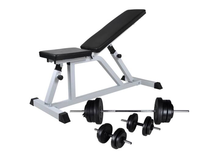 vidaXL Hantelbank mit Langhantel und Kurzhantel Set 60,5 kg