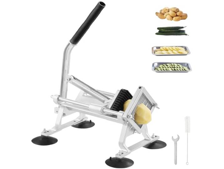 VEVOR Trancheuse à Légumes et Fruits Commerciale 6\,35 mm\, Coupe-Légumes Manuelle en Acier Inoxydable et Alliage d'Aluminium\, avec Pieds Antidérapants\, pour Radis\, Oignons\, Pommes de Terre\, Cuisine