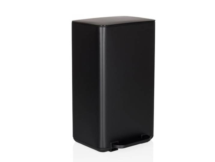 hjh OFFICE Poubelle de cuisine\, 30 litres CLEAN NATURA Softclose Poubelle en métal\, Poubelle à pédale avec seau intérieur\, Noir mat