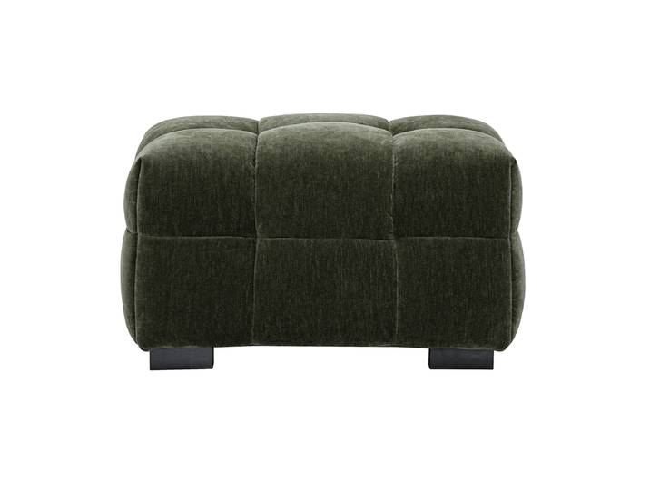 Pouf repose-pieds design en tissu effet velours vert kaki CORTO