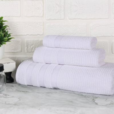 Superior Brea Zero Twist Cotton Ribbed Modern 3 Piece Bathroom Towel Set