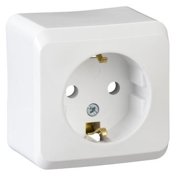 Schneider Electric PRIMA - single socket outlet with side earth - 16A, white (Typ E, CEE 7/3) (5904093552567)
