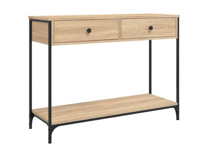 Kaorsrow Konsolentisch Sonoma-Eiche 100x34,5x75 cm Metall Flurtisch Schlanke Ablage für Wohnzimmer und Flur, stabiles Eisengestell mit Bodenausgleich sowie zuverlässiger Kippsicherung.