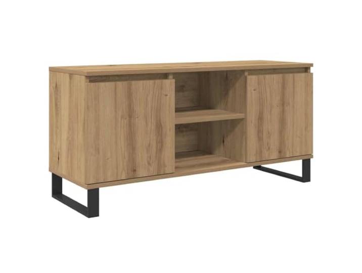 KUPTYERFG TV Lowboard Artisan Eiche 104x35x50 cm TV Schrank Holzwerkstoff Stilvoller Fernsehschrank mit 2 Türen und Metallbeinen für das Wohnzimmer oder Schlafzimmer. Maximale Tragkraft bis 60 kg.