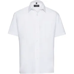 Russell Collection Klassisches Baumwollmischgewebe Popeline Hemd – Kurzarm, white, S