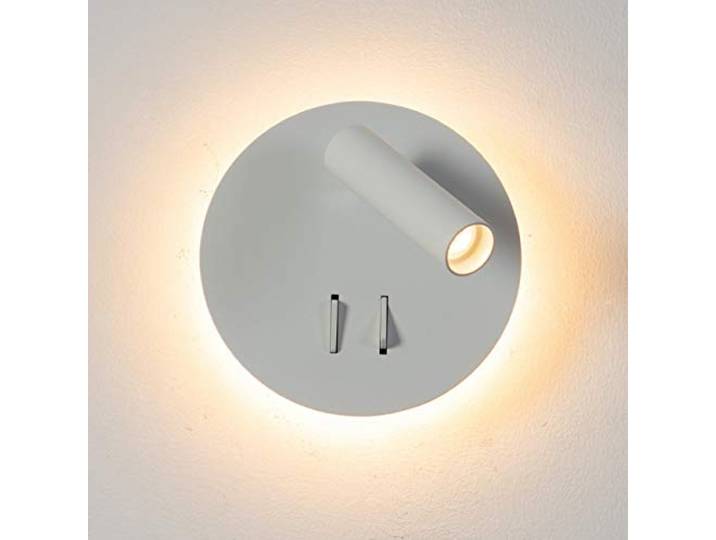 Applique liseuse LED Bilbao blanche orientable 360° Double éclairage LED\, 2 interrupteurs indépendants\, liseuse orientable à 360°\, diamètre 15 cm