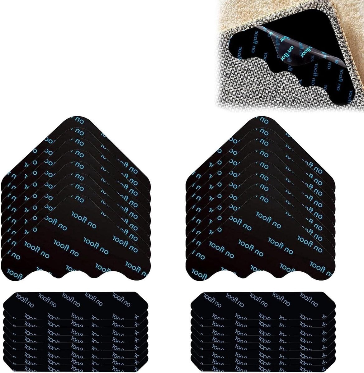 32 stuks Antislip Tapijt Pads - Zwarte Tapijtstoppers - Herbruikbaar en Wasbaar