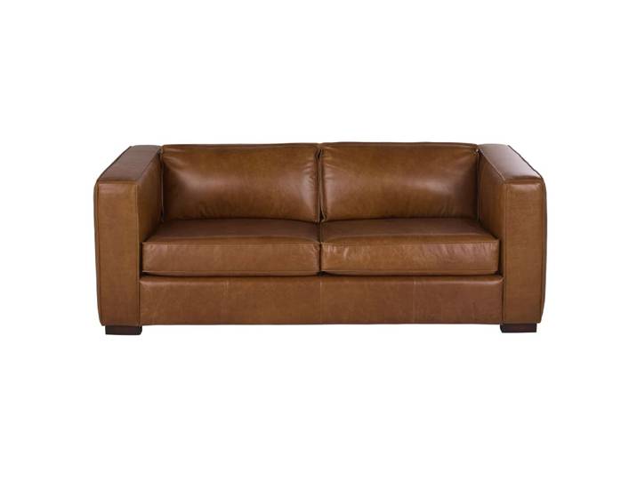 Dreisitzer-Schlafsofa aus braunem Rindsleder