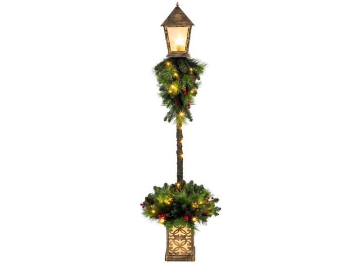 Outsunny Weihnachtslaterne PVC Metall Kunststoff Grün, LED integrated, 43x150x43 cm, Dekoration, Laternen & Windlichter, Laternen
