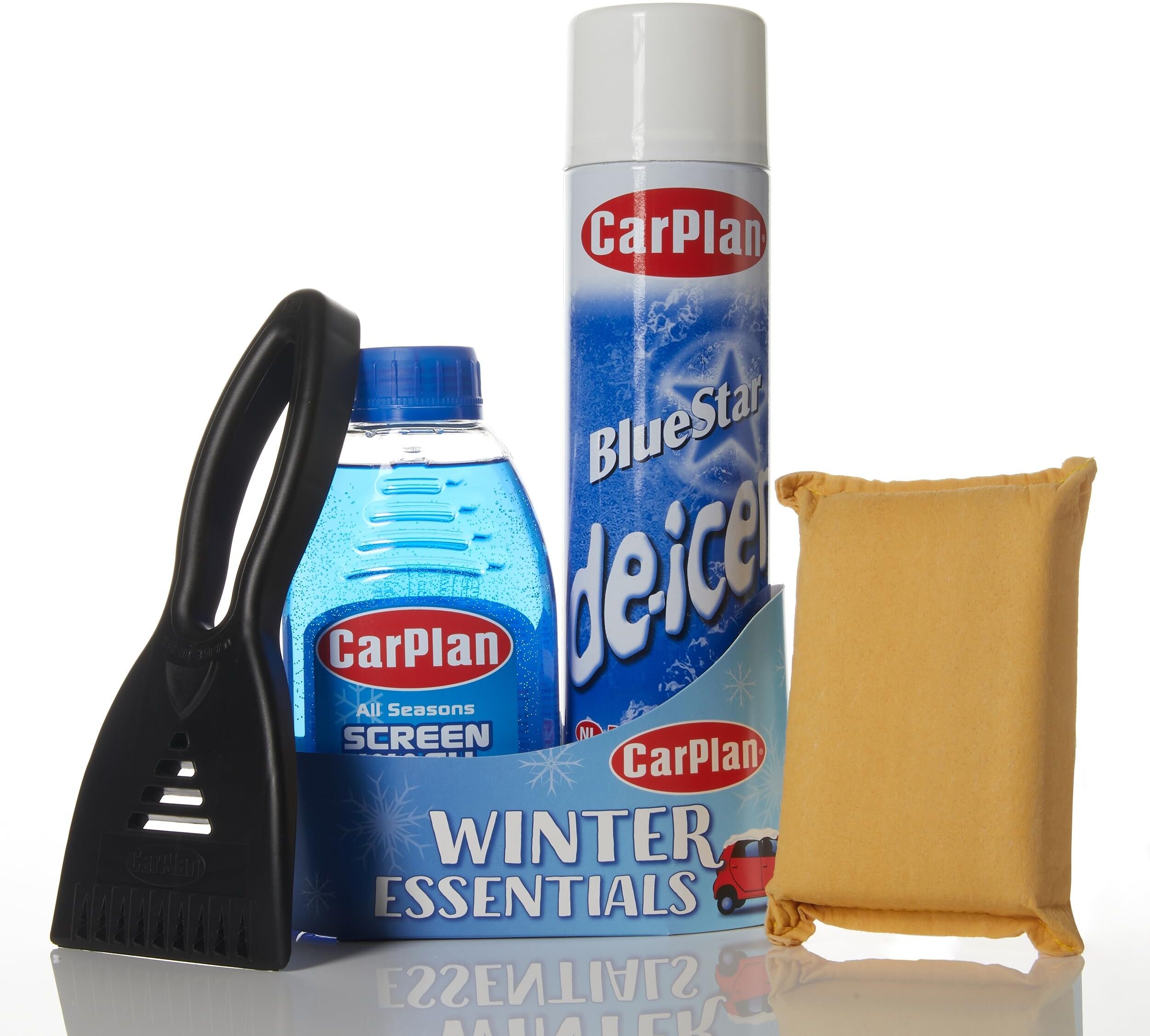 CarPlan Winter Essentials Kit - Deicer, Screen Wash, Ice Scraper, Windscreen Deminster Pad
