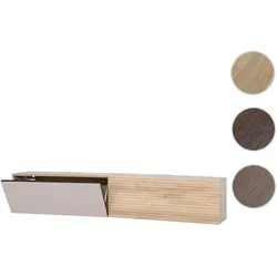 TV-Rack HWC-Q84, Lowboard TV-Schrank Wandmontage Klappfächer 3D-Struktur MDF Melamin 30x160x30cm ~ Eiche-Optik