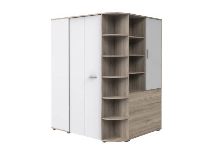 Kleiderschrank Joker Eiche San Remo mit Weiß begehbarer Eckkleiderschrank begehbar