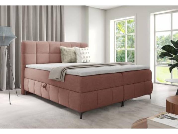 Boxspringbett Polsterbett Doppelbett Bett mit Topper und Bettkasten Inkl. Bonell-Federkern & Topper, viel Stauraum Rosa 120x200 cm