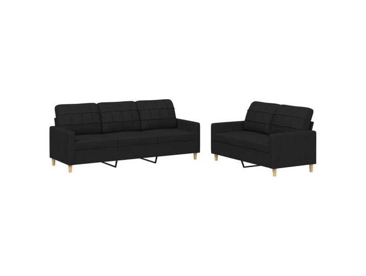vidaXL Ensemble de canapés 2 pièces avec coussins Tissu noir