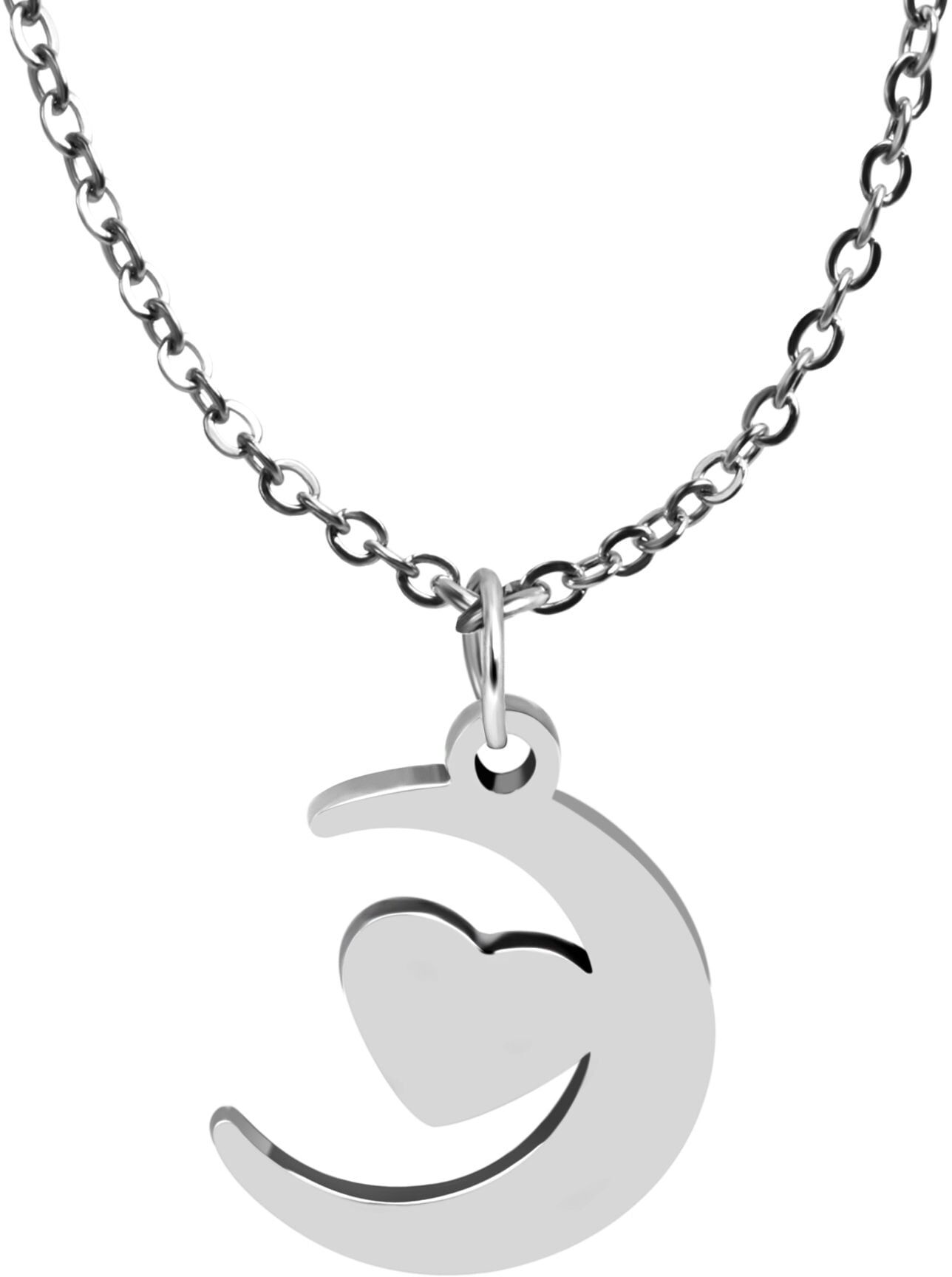 Herzanhänger ADELIA´S "Damen Anhänger ¿ Mond Herzanhänger aus Edelstahl", silber, Schmuckanhänger, Damen, Edelstahl, Herzanhänger