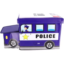 Spielzeugbox mit Sitzhocker – Polizeiauto