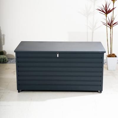 Abrihome Modern Outdoor Aluminum Storage Box with Wheels and Waterproof Liner
