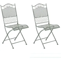 DELUKE 2er Set Gartenstühle DALLAS - Metall Antik-grün 41x50x91 cm | Gartenstuhl Klappbar Klappstühle Metall Terrassenstuhl Antik Verzierung Stühle Garten