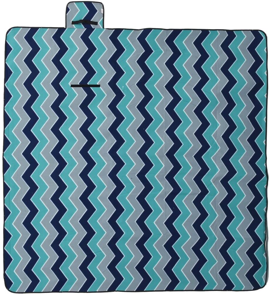 vidaXL Couverture de pique-nique pliable vague bleue 200x200cm velours