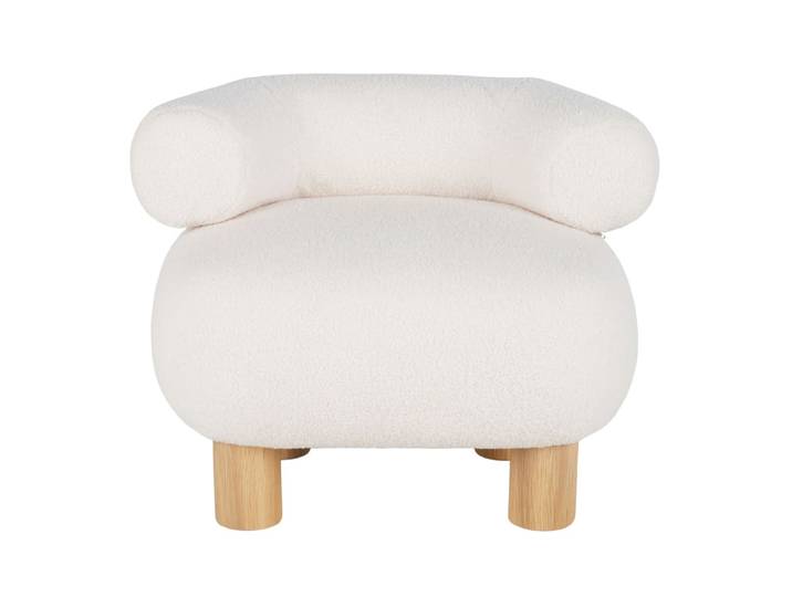 Sitzhocker mit Teddyfell-Bezug, weiß