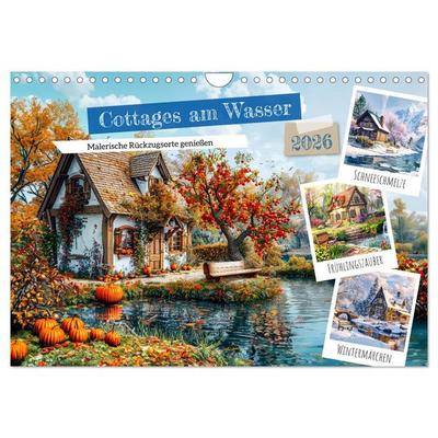 Cottages am Wasser - Malerische Rückzugsorte genießen (Wandkalender 2026 DIN A4 quer), CALVENDO Monatskalender
