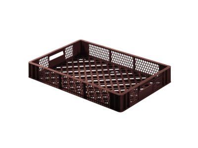 Euro Box Bäcker- und Cateringkasten (Gläserkasten), lebensmittelecht, Inhalt 15,4 L, durchbrochene Version, braun