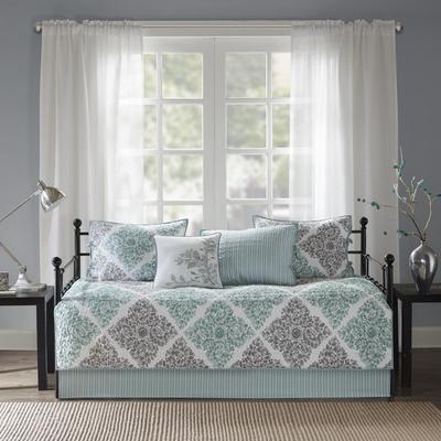 Madison Park Claire Aqua Printed 6-piece Day Bed Cover Set