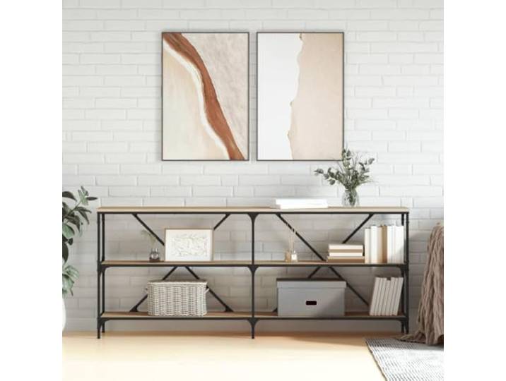 NKOPPFG Konsolentisch Sonoma-Eiche 180x30x75 cm Holzwerkstoff und Eisen Flur, Wohnzimmer, Eingangsbereich, Dekoartikel-Ablage, höhenverstellbare Füße, Wandhalterung inklusive