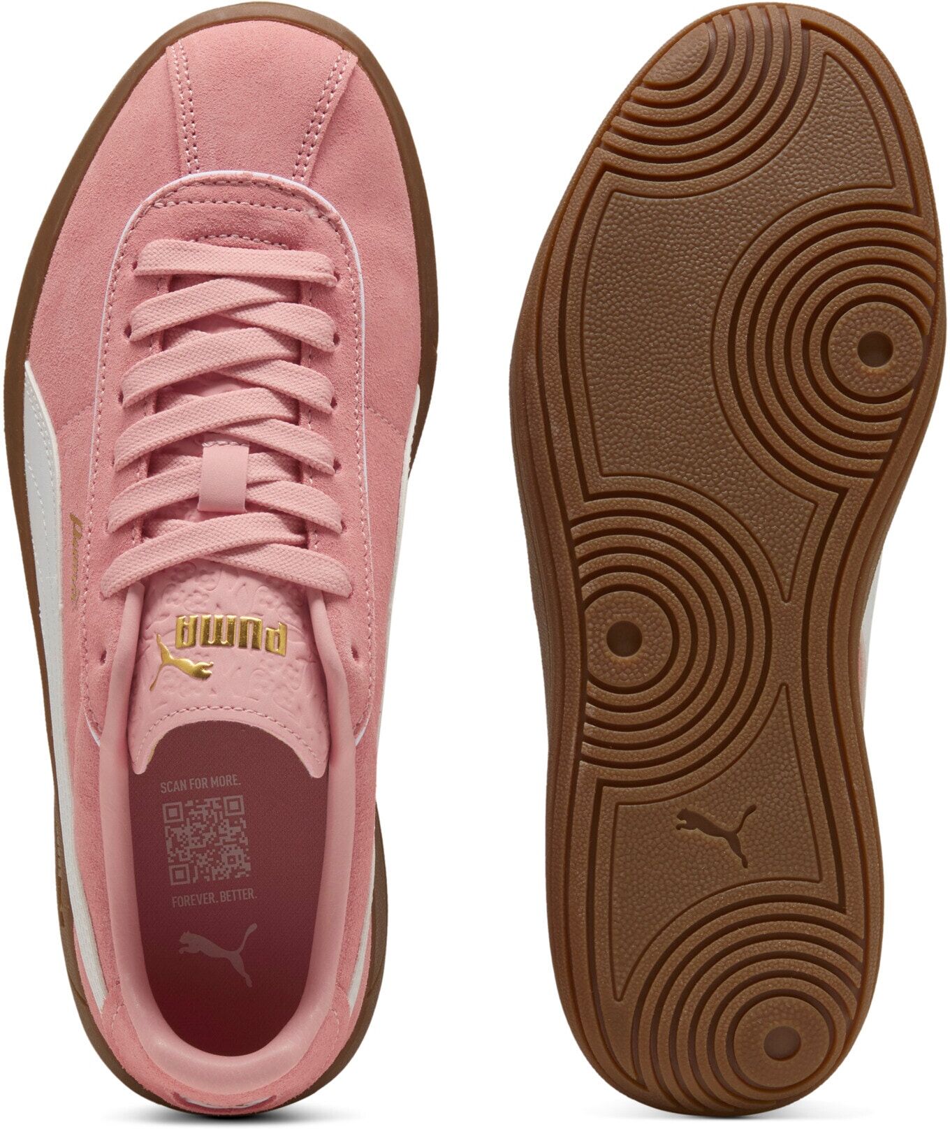 Sneaker PUMA "CLUB KLASSIKA SD", Damen, Gr. 39, rosa (rosy outlook, puma weiß, puma gold), Leder, Schuhe Sneaker, Obermaterial aus Leder, SOFTFOAM+ Einlegesohle, Laufsohle aus Gummi rosy outlook, puma weiß, puma gold 39