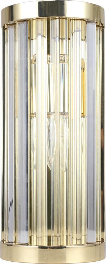 VETRO Light Prestige Wandlamp met Gouden Afwerking en Verticale Glazen Cilinderkap, 1xE14, 10W