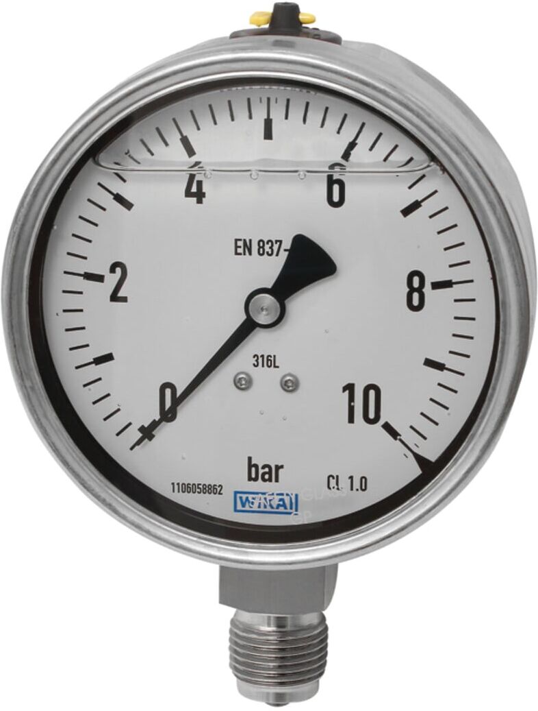 Riegler Glyzerinmano, CrNi-Stahl, E-Skala, G 1/2 unten, 0-10,0 bar, Ã˜ 160 (747)