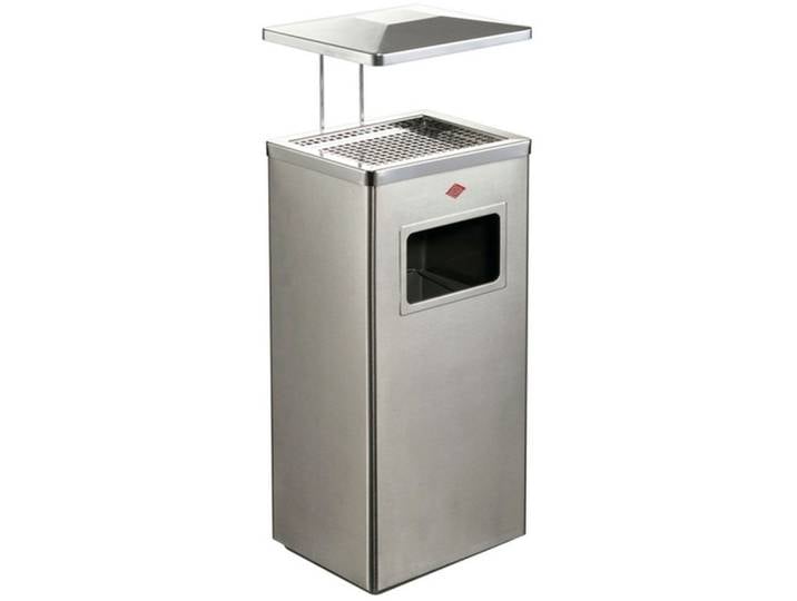 WESCO Aschenbecher Standascher 19 L mit Dach, mit Einsatz aus Edelstahl, Einwurfschlitz, Sieb und Dach, wetterfest