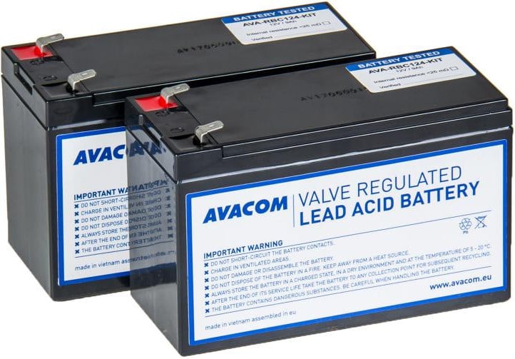AVACOMtech RBC124 set voor batterijvervanging, 2 stuks loodzuur (VRLA) batterijen, zwart