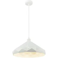 Hängelampe Holzlampe 1 flammig Glasschirm Pendelleuchte Hängeleuchte Wohnzimmerlampe, Metall weiß, 1x E27 Fassung, DxH 40x120 cm