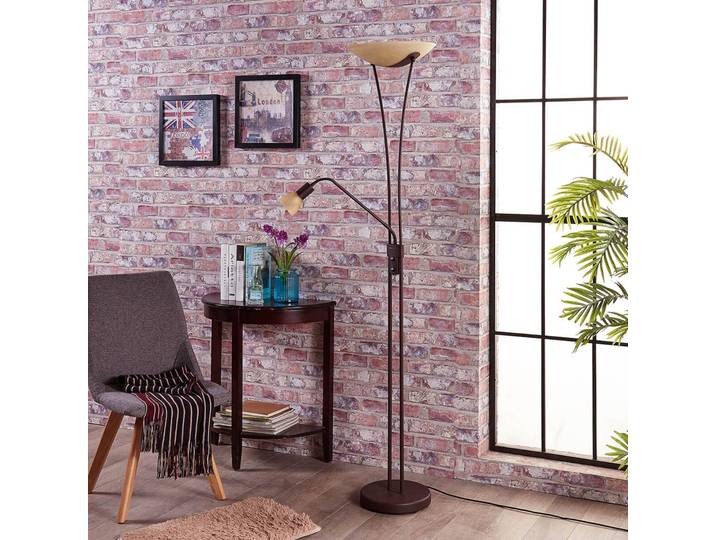 Lindby Stehlampe Felicia, rostfarben, 180 cm, E27, Leselicht Felicia, braun / rost, für Wohn- / Esszimmer, Metall, Landhaus / Rustikal
