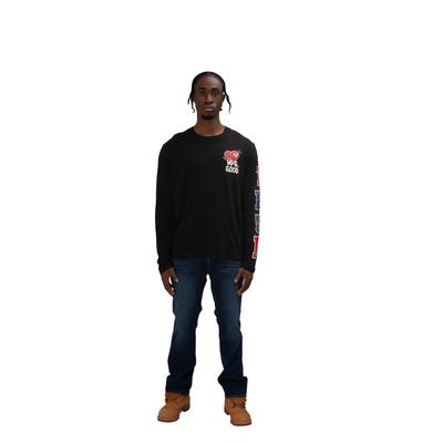 Straight-Jeans TRUE RELIGION "RICKY SN FLAP", Herren, Gr. 36, Länge 32, blau (damon schwarz wash), Denim/Jeans, Obermaterial: 98% Baumwolle, 2% Elasthan, leichte Abriebeffekte, straight fit lang, Jeans Straight-Jeans, Baumwollmischung, straight fit