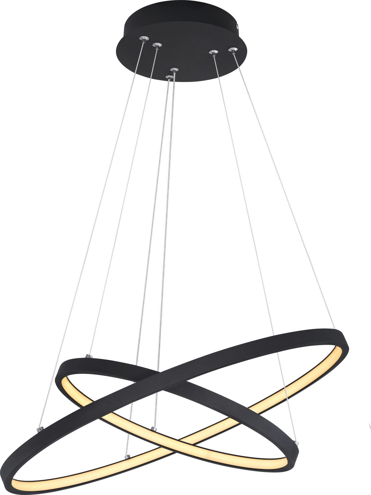 Globo Lighting LED-hanglamp Ralph rond zwart Ø 51cm