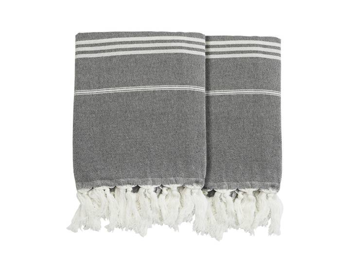 Strandtuch Baumwolle 100 x 180 cm 2er Set anthrazit/weiss