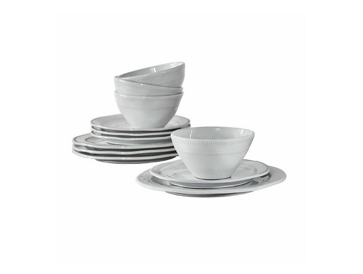 Mirabeau Geschirr-Set Geschirr 12er Set Alentejo weiß, Steinzeug, none