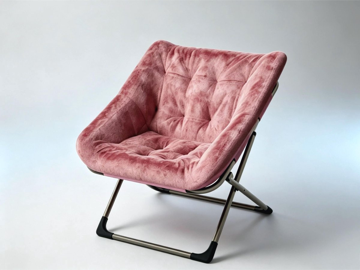 HOERFURIY Loungestoel Rond - Opvouwbaar - Fluweel - Roze