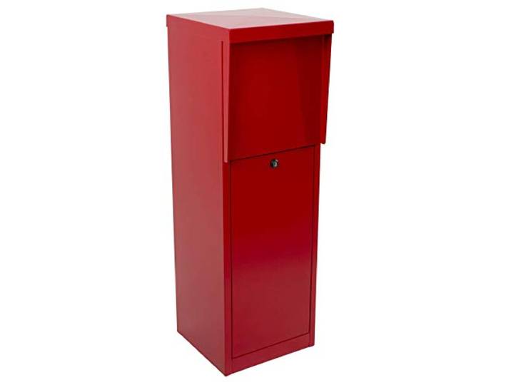 EDELSTAHL Standsäule, Bediensäule für Tore und Schranken ST2 in RAL 3002 Karminrot, Wartungsklappe vorne Höhe 1150mm