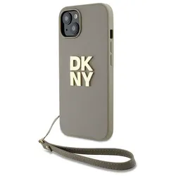 DKNY Wrist Strap Stock Logo - Hülle für iPhone 15 Plus (beige)