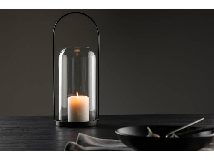 Laterne Martin - Laterne aus Glas und schwarzem Eisen in zwei verschiedenen Größen - 13 cm - Luxusbetten24