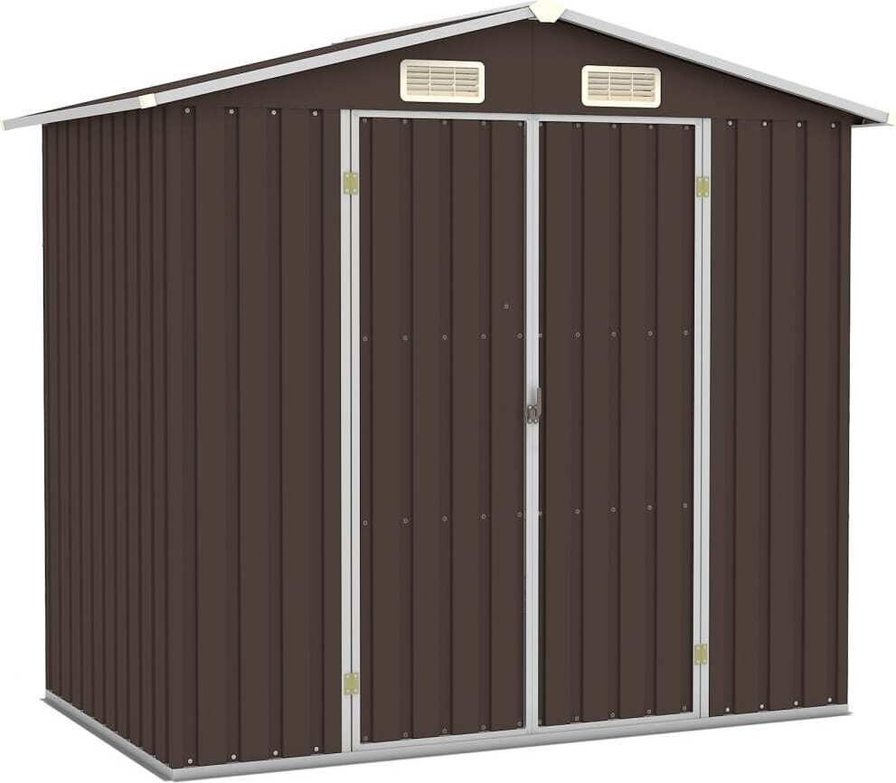 Gerätehaus Braun 205x129x183 cm Verzinkter Stahl