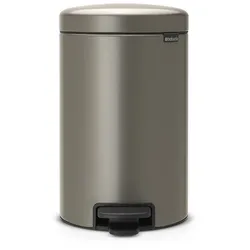 Brabantia Klassischer Tretmülleimer mit Soft-Verschluss | 12 Liter, HxBxT 41,1x25,1x33,8cm | Metall | Platin