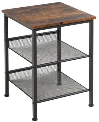 Costway 3-Tier Industrial End Table with Mesh Shelves and Adjustable Shelves
